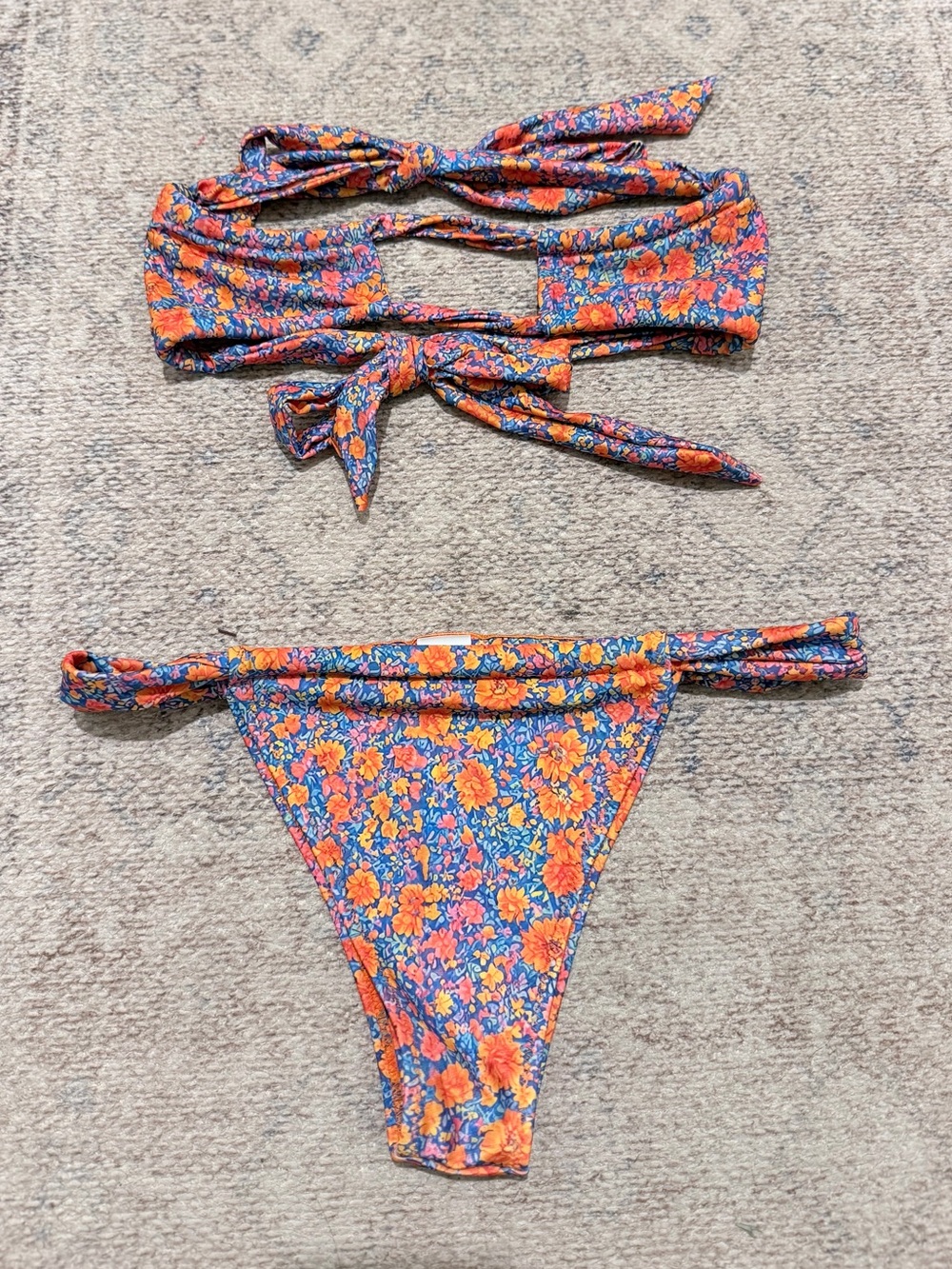 Strawberry Milk Mob Floral Bikini Set Top S / Bottom M